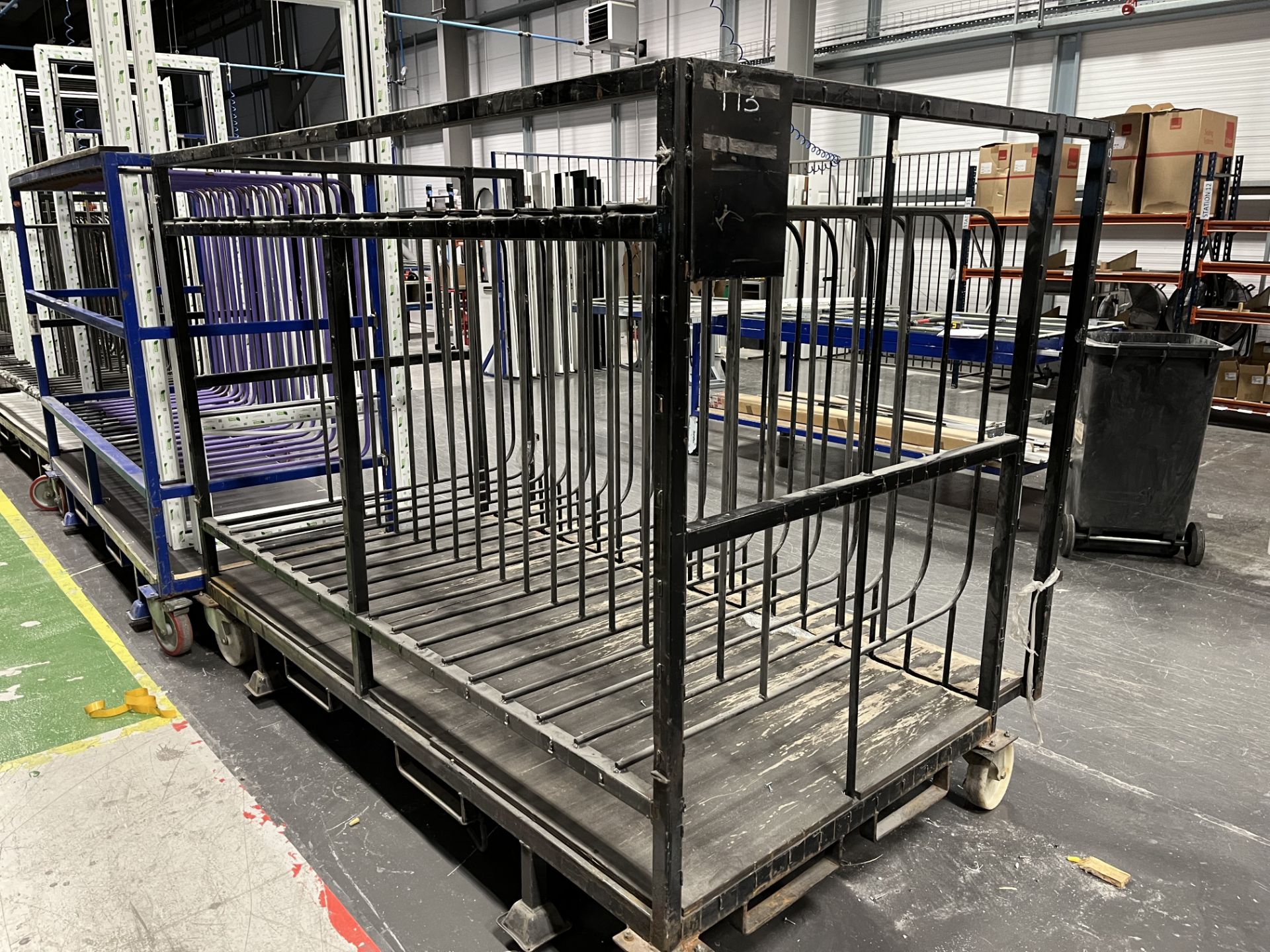 4. Steel fabricated door panel storage/transport trollies with forklift lifting pints. 19 panel loca - Image 2 of 3