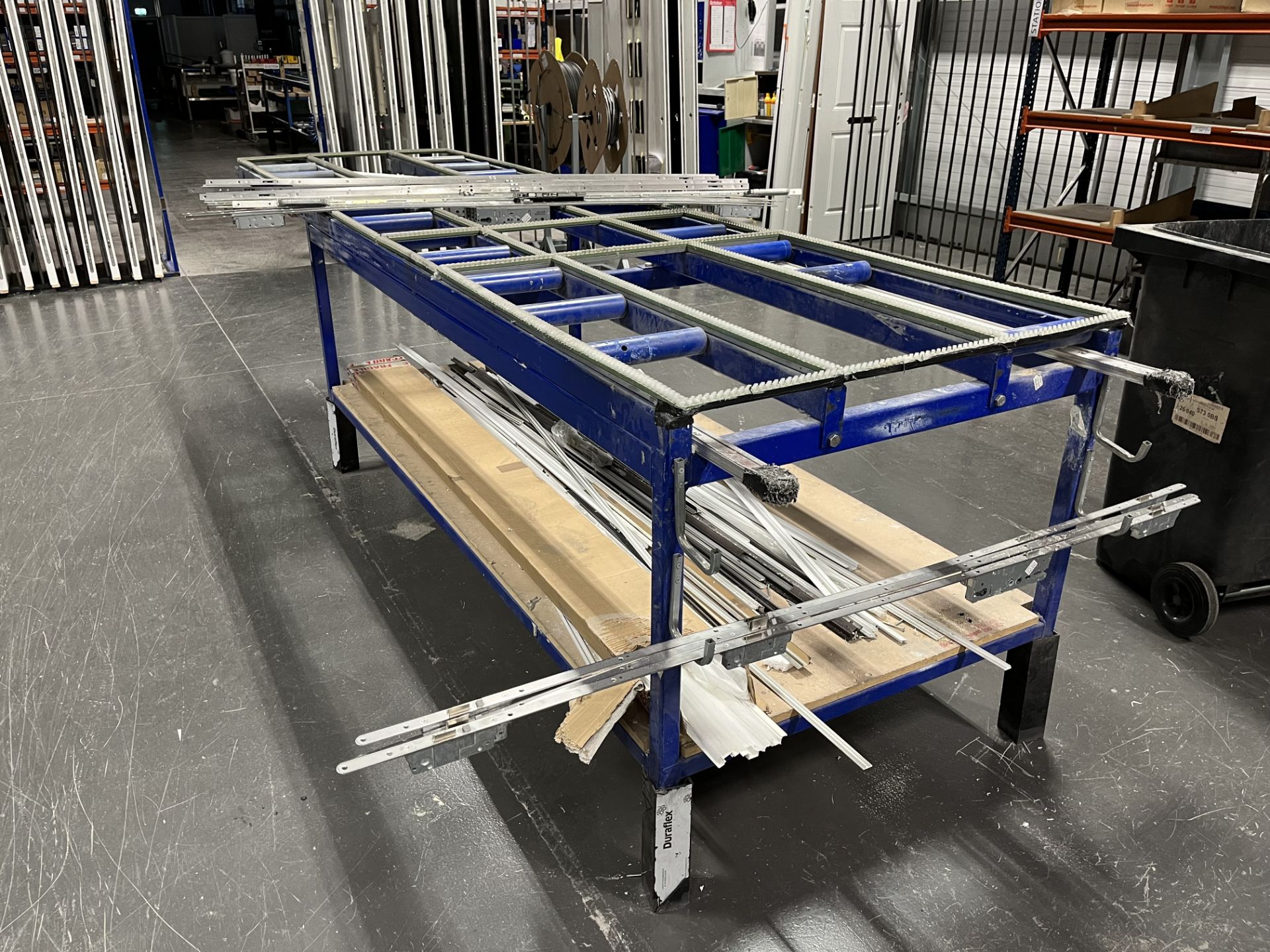 2, Sreel fabricated assembly benches with shelves. Approx sizes 1 @ 3mx12m, 1 @ 3.75mx1.2mtrs - Image 2 of 2