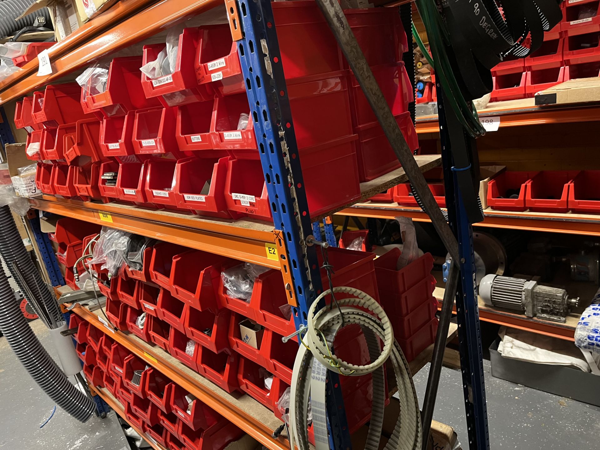 1, Various electrical and mechanical consumables c/w with storage trays and single bay shelving unit - Image 2 of 2