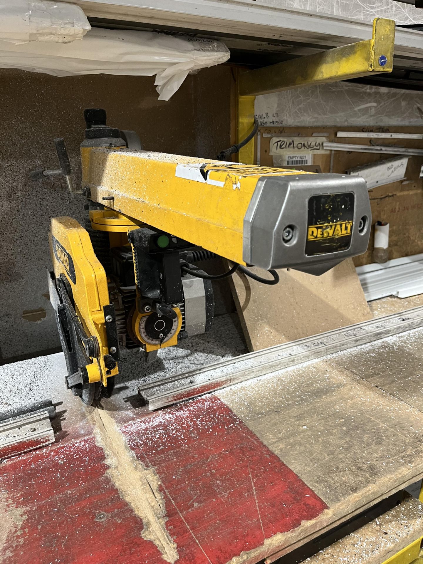 DeWalt DW721 KN Pull Over Cross Cut Saw Serial No. 0120 on Steel Bench - Image 2 of 2