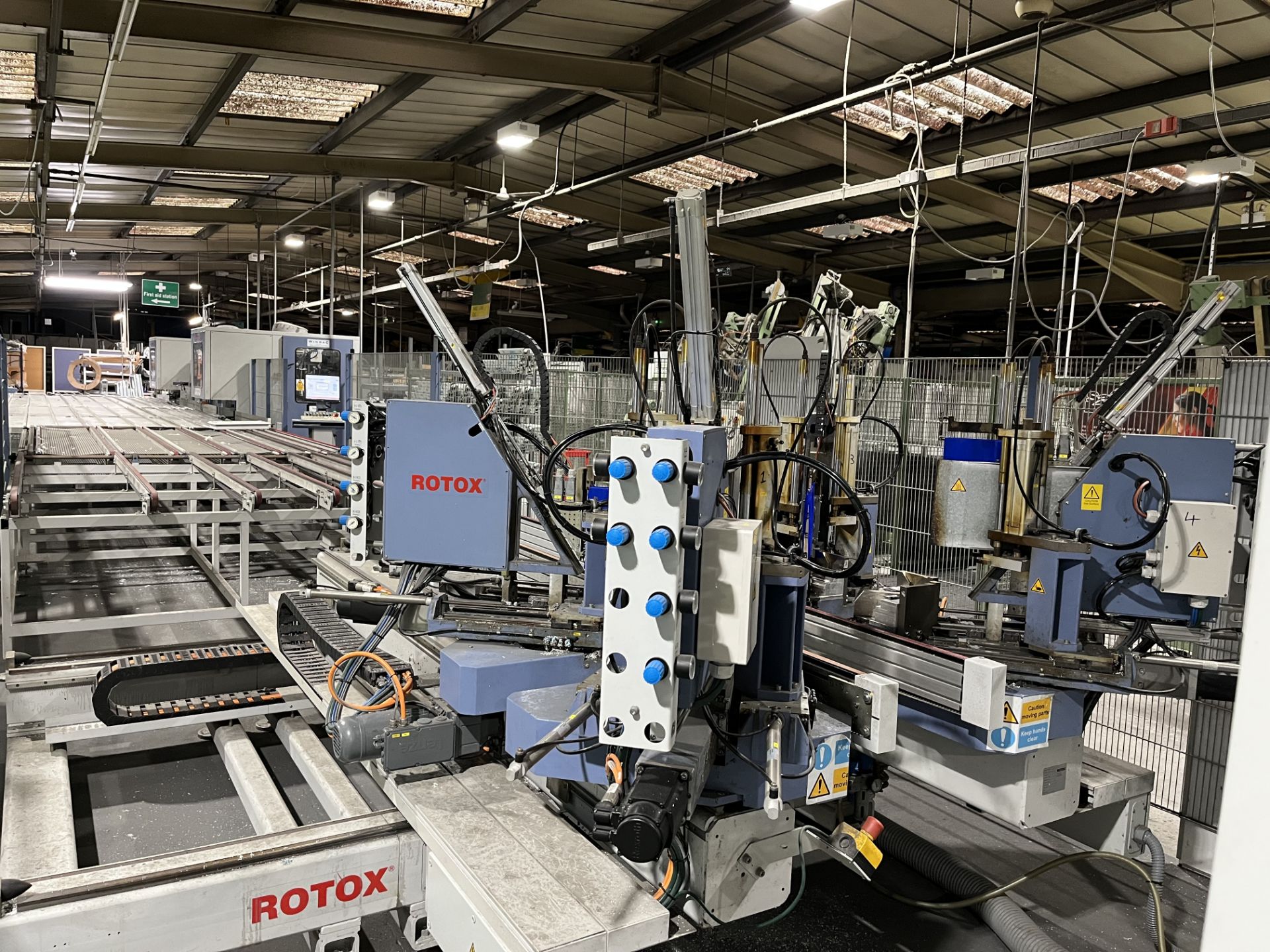 Rotox High Speed CNC Welding and Cleaning Sash Line Comprising: 1 x Rotox 6045 Horizontal Quad Welde