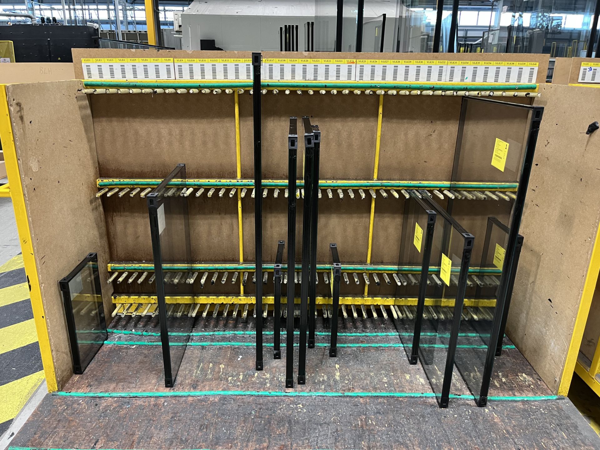 10, Steel fabricated Glazed unit storage trolleys, colour yellow, 40 locations, approx. size 1 x 2.1 - Image 2 of 2