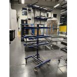 3, Steel fabricated 'xmas tree' window frame component storage trolleys, Apprx sixe 2.2Hx1x1mtrs