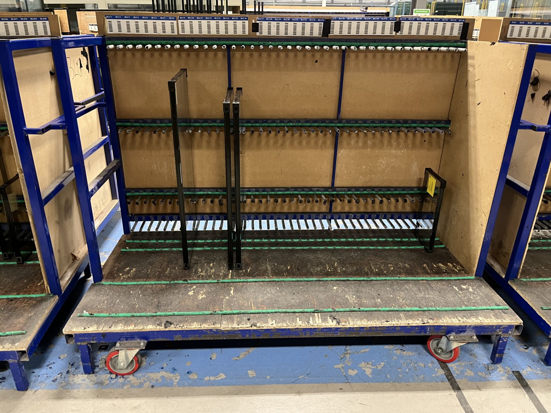 10, Steel fabricated Glazed unit storage trolleys, colour Blue, 40 locations, approx. size 1 x 2.1 x - Image 2 of 2