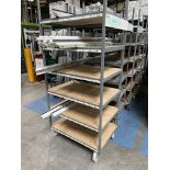 11, Steel fabricated 8 shelf uPVC sash profile storage trolleys