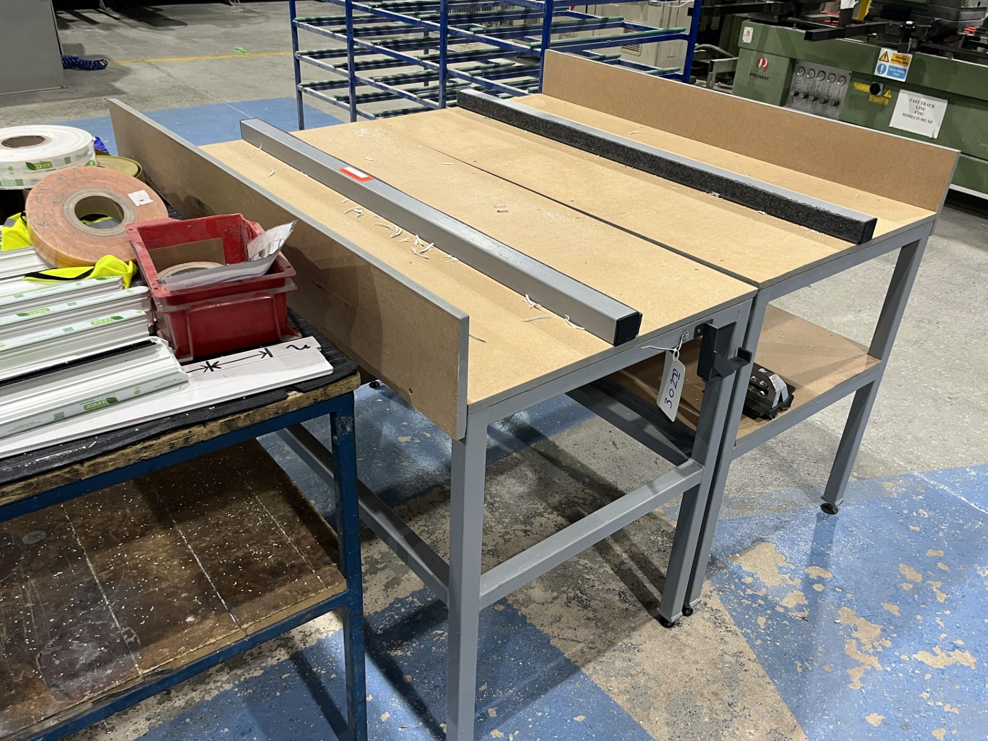 3 Various steel framed Work Benches