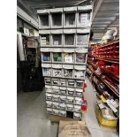 1, Electrical and pneumatic spares/comsumables, bearings c/w 2 bays of storage racking