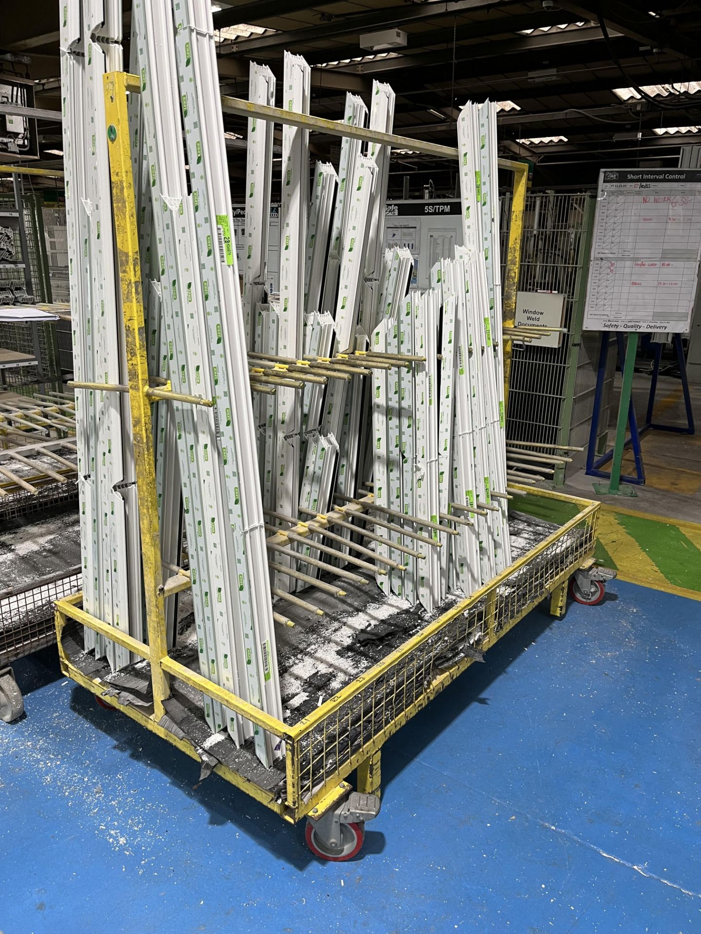 7, Steel fabricated Approx 40 location uPVC window profile storage trolleys