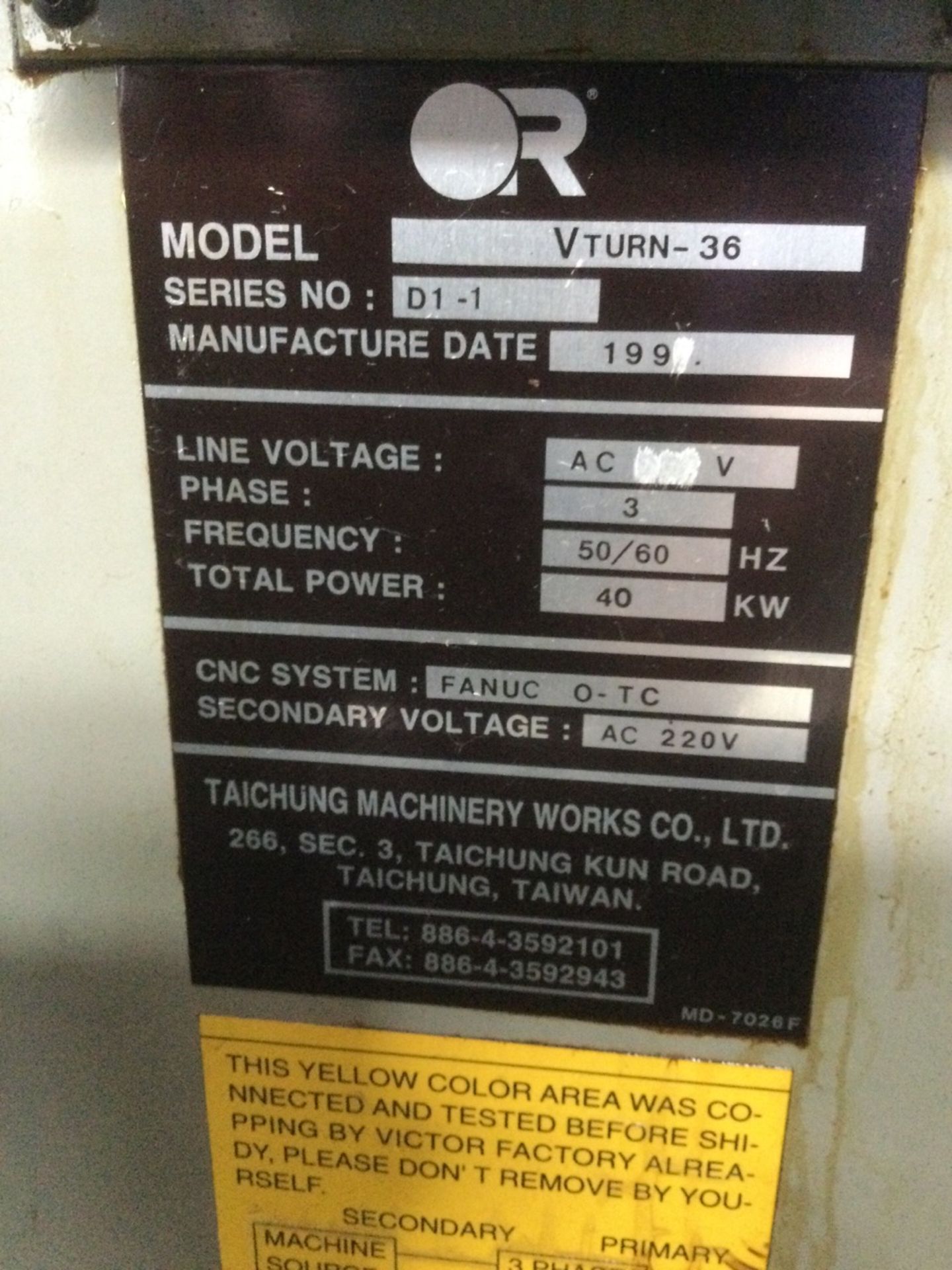 Victor VTURN 36 Horizontal CNC Lathe With Fanuc Series Ot Control - Image 3 of 4