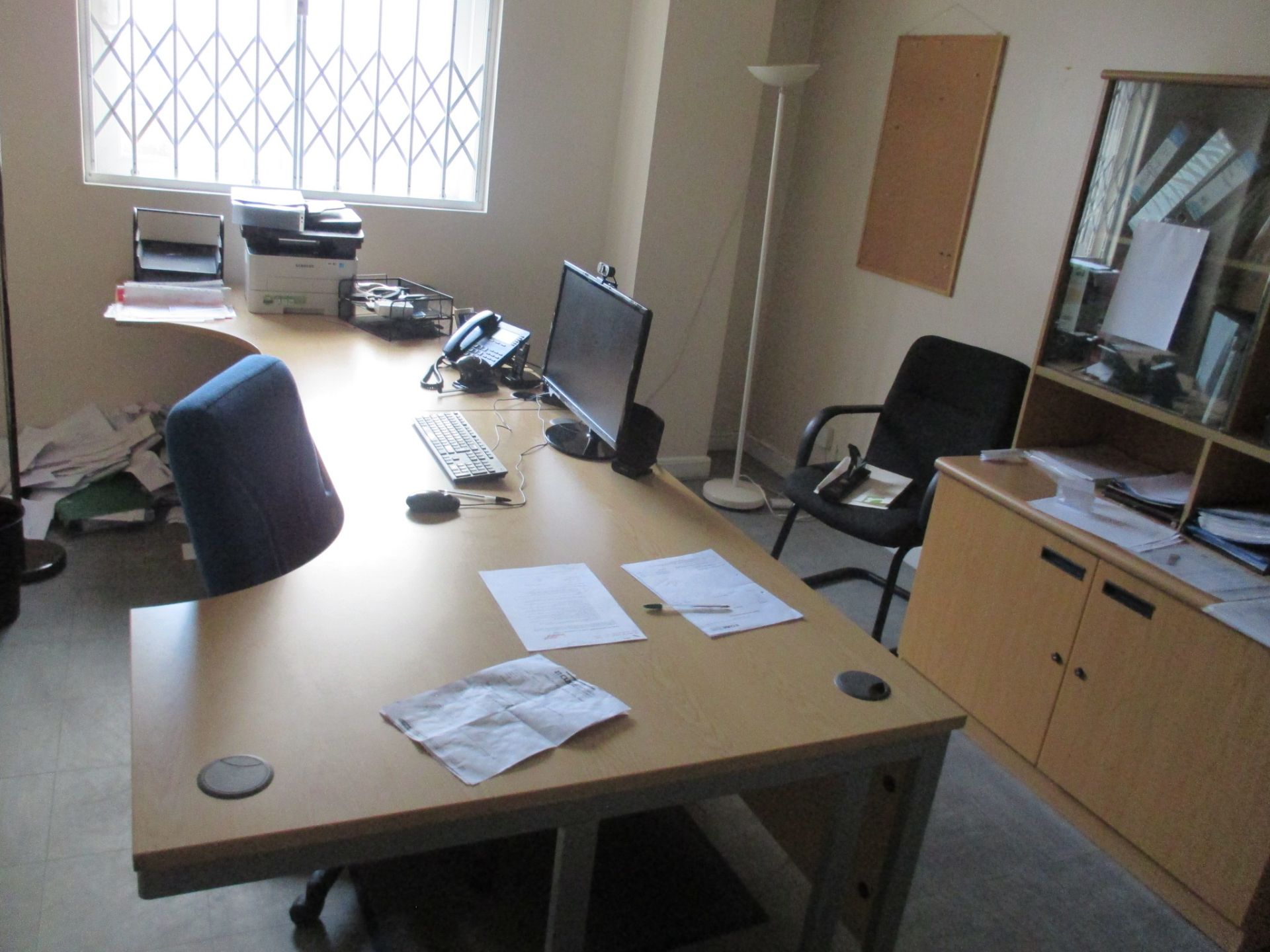 1: Contents of Office to Include Desks, Monitor, Printer and Furniture.