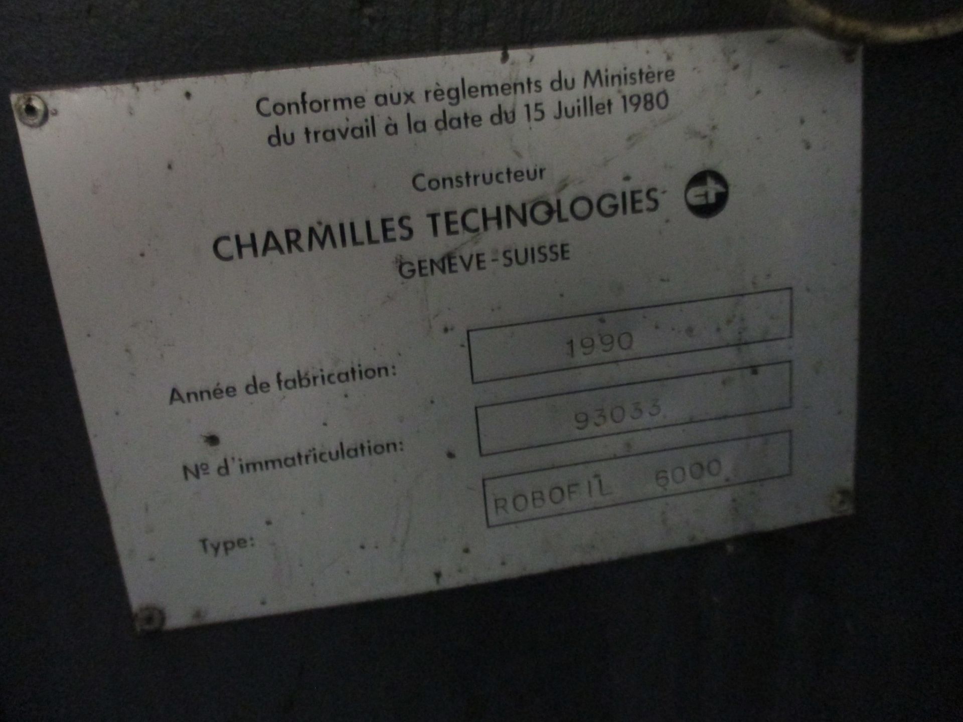 1: Charmilles Technologies Robofil 6000 CNC Wire EDM and Eroding Machine. Year of Manufacture: 1990 - Image 3 of 5