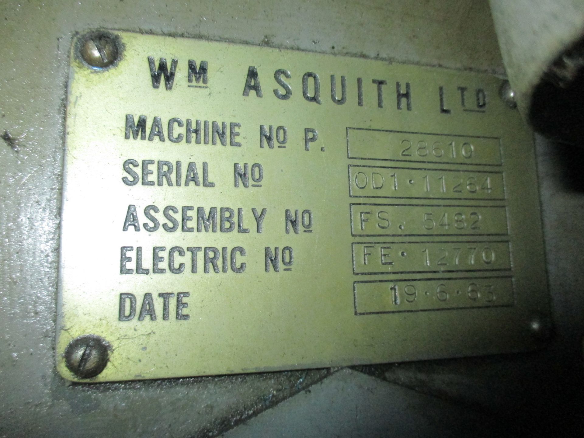 1: Asquith 48" Radial Arm Drill. Serial Number: 28610 - Bild 2 aus 2