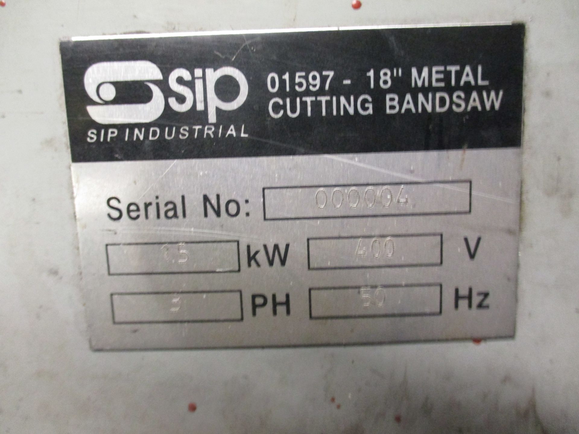 1: SIP 18" Metal Cutting Horizontal Bandsaw - Image 2 of 2
