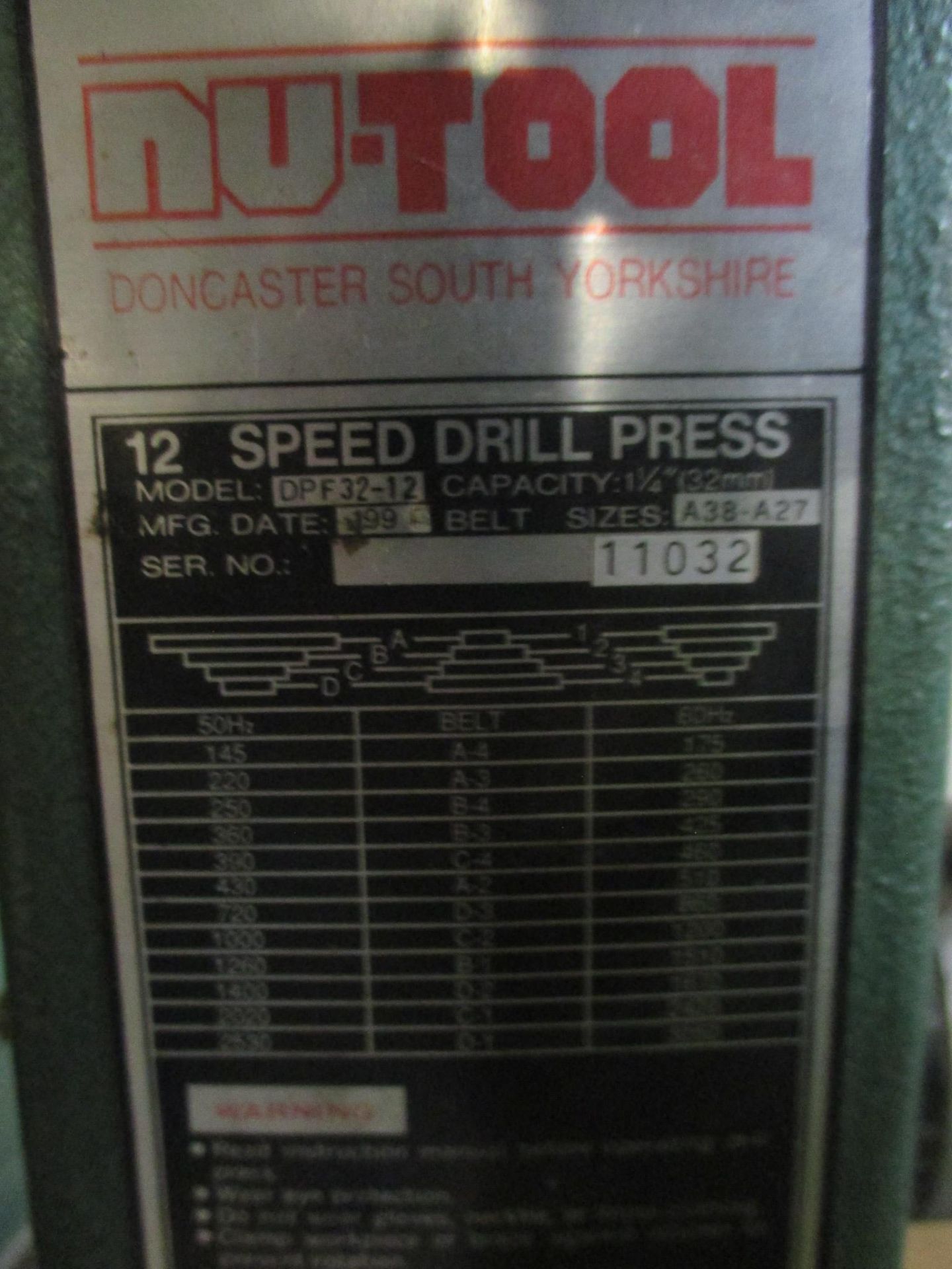 1: Nu-Tool Single Spindle Pedestal Drill - Image 2 of 2