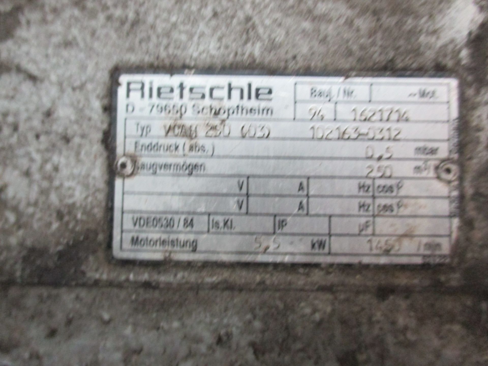 1: Rietschle VCAH 250 (03) Rotary Vane Vacuum Pump - Image 2 of 2