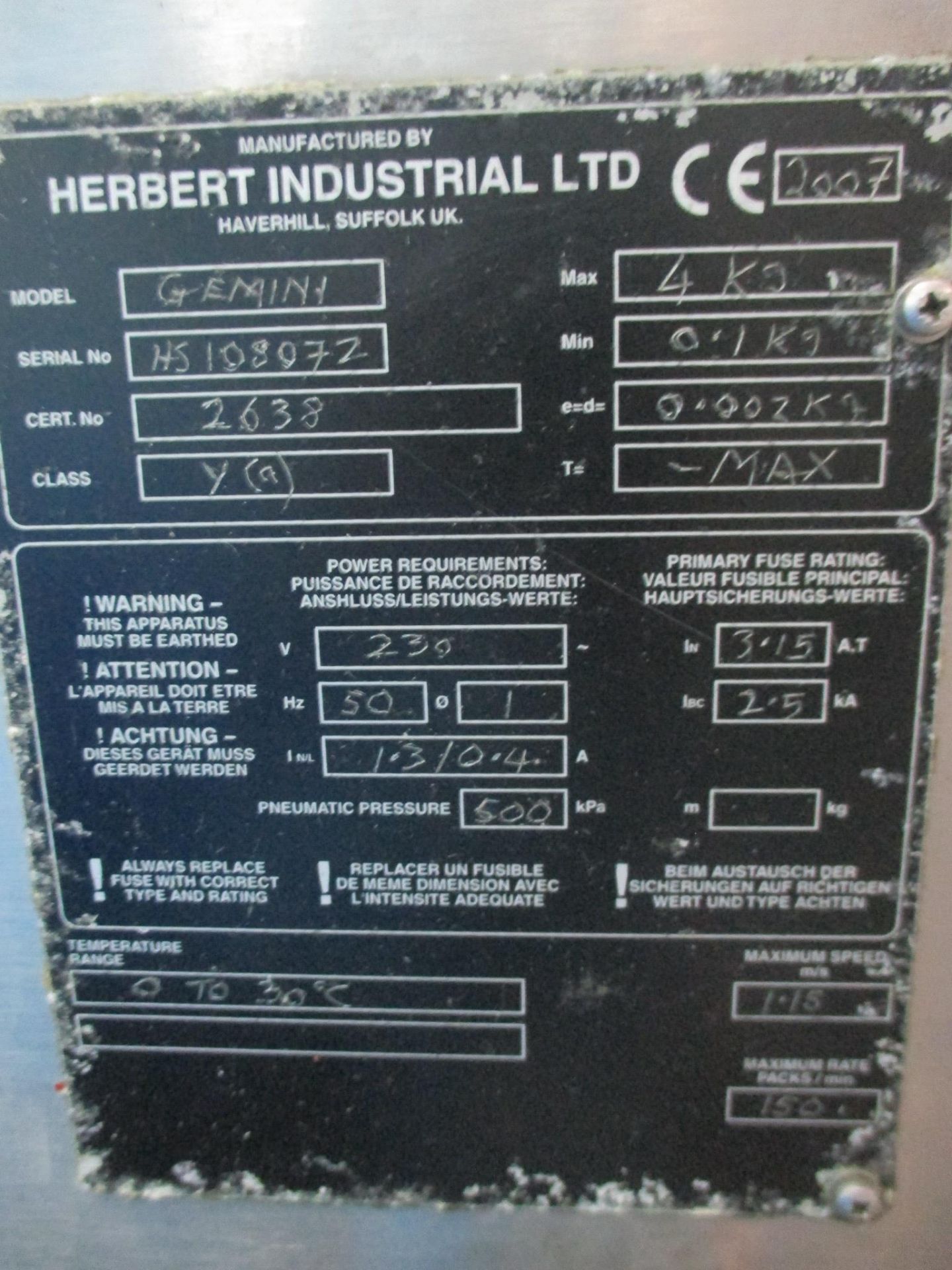 1: Herbert Gemini Lightning Weigh Price Labeller (2007) LOCATED IN WOLVERHAMPTON - Image 2 of 10