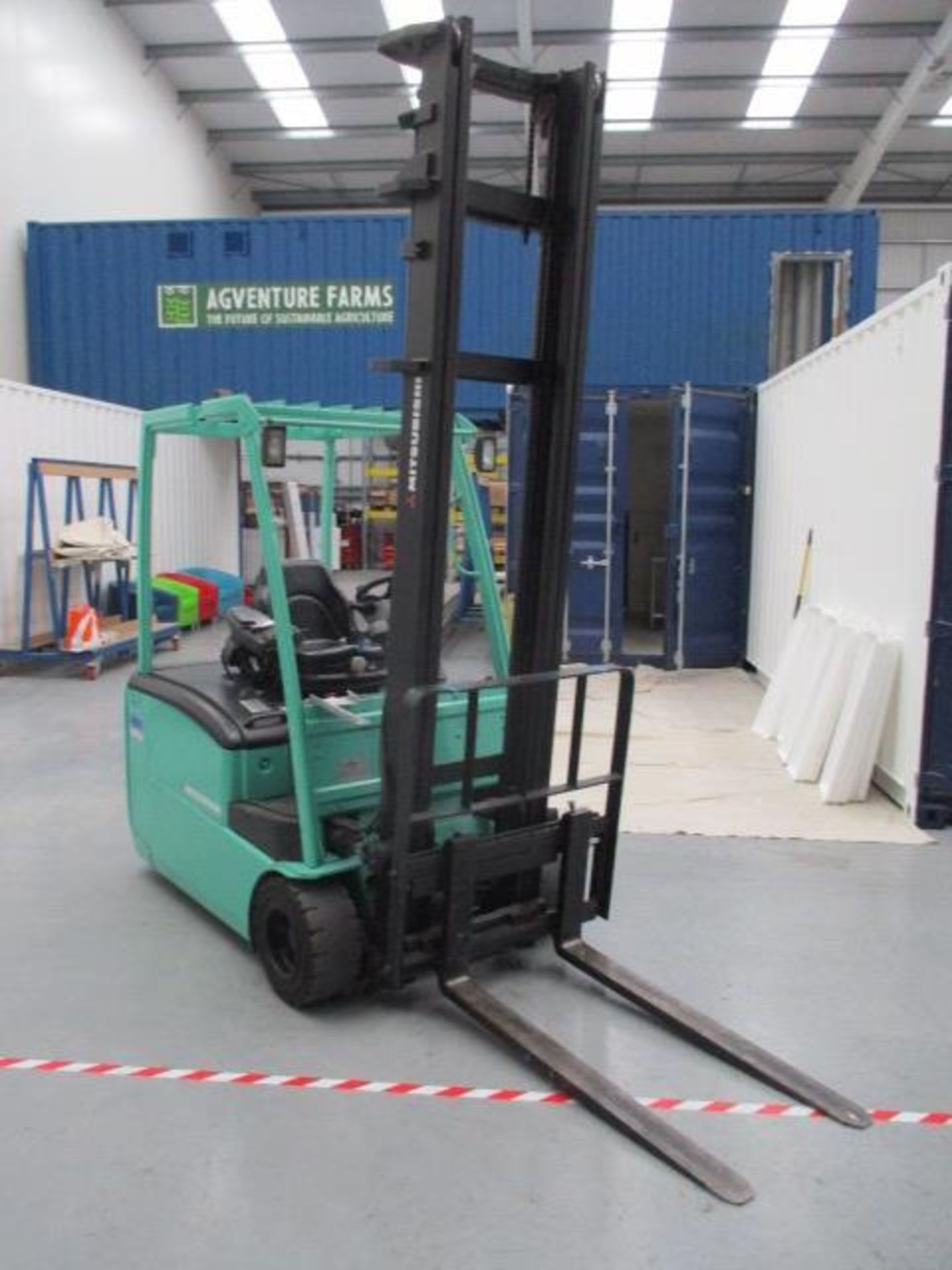 1, Mitsubishi FB20PNT 2 Ton Battery Powered Ride-On Forklift Truck Serial No. EFB2400018 (2012) with