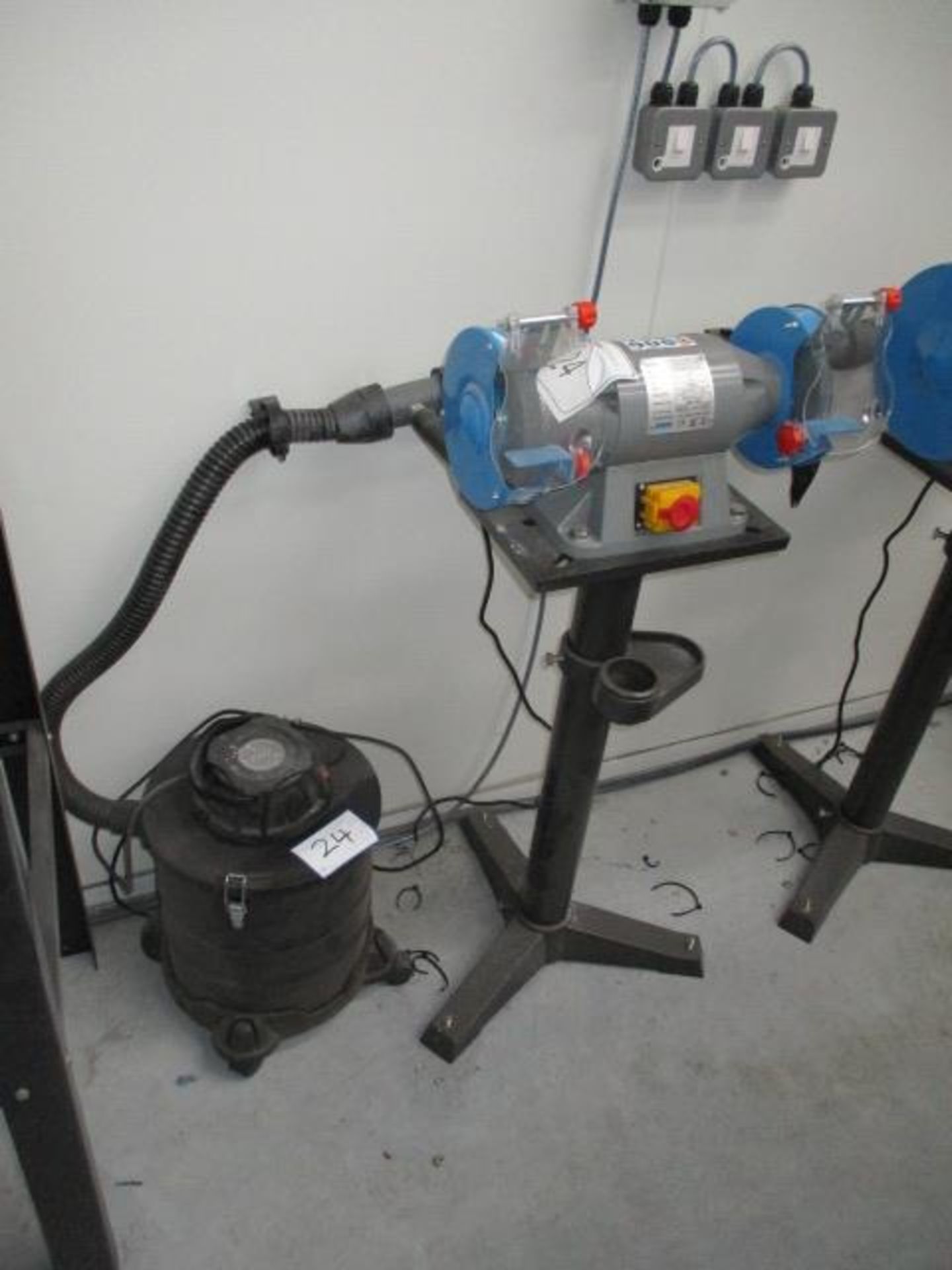 1, Fervi 0551, Double Ended Grinder Serial No. 17832203 (2022) on Pedestal with Portable Extraction