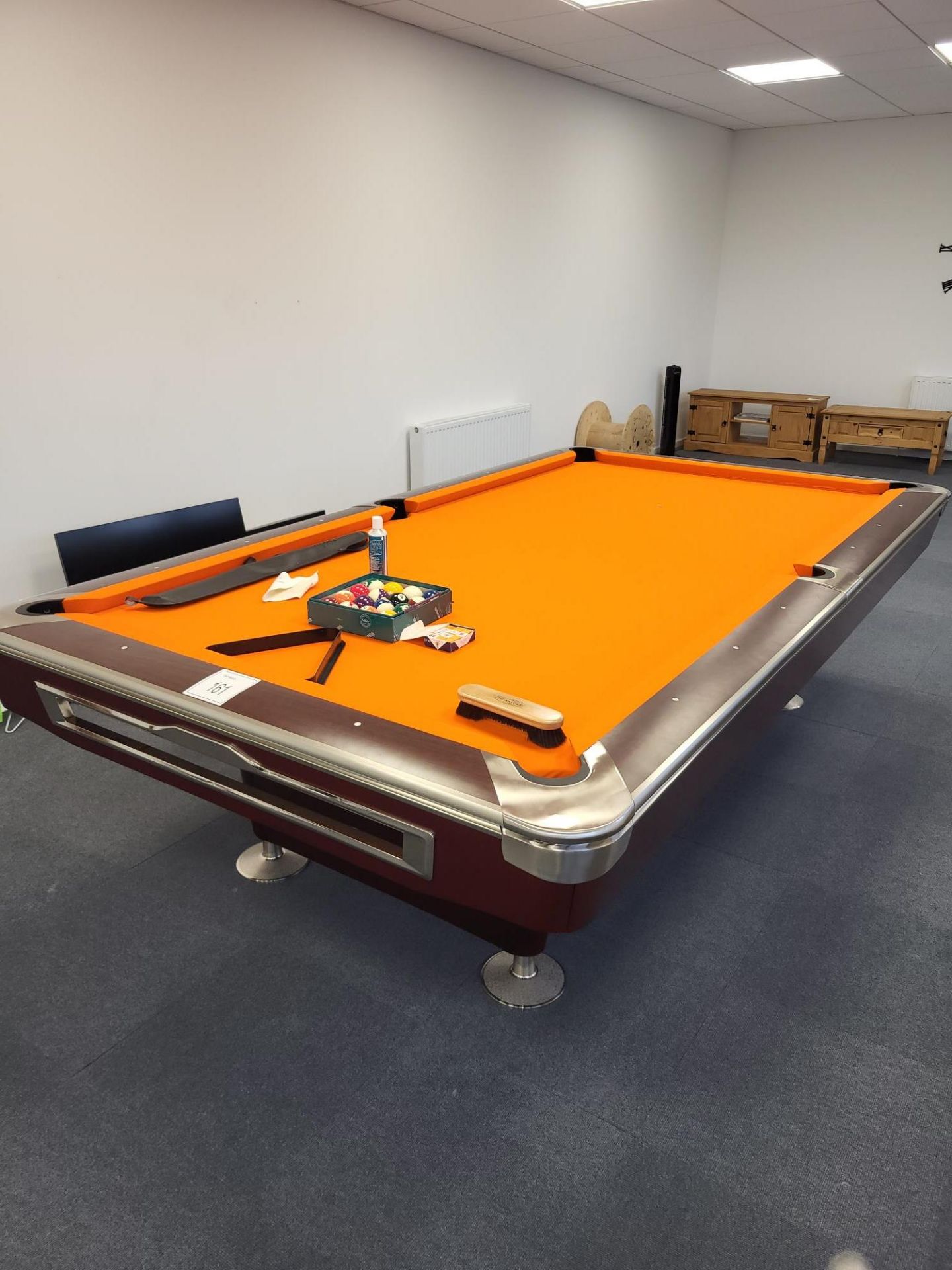 1, American 9ft Slate Bed Pool Table with Cue's, Cue Rest, Triangle, Ball's, Brush and Chalk as Lott - Bild 5 aus 6