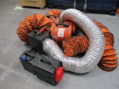 Assorted Electric Heaters & Fans with Flexible Ducting as Lotted