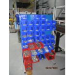 Quantity Lin Bins with Assorted Fixings & Abrasives Including Trolley