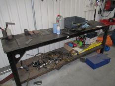 1, Approx 2.4m x 0.6m Steel Work Bench and Facom Vice (Bench Only)