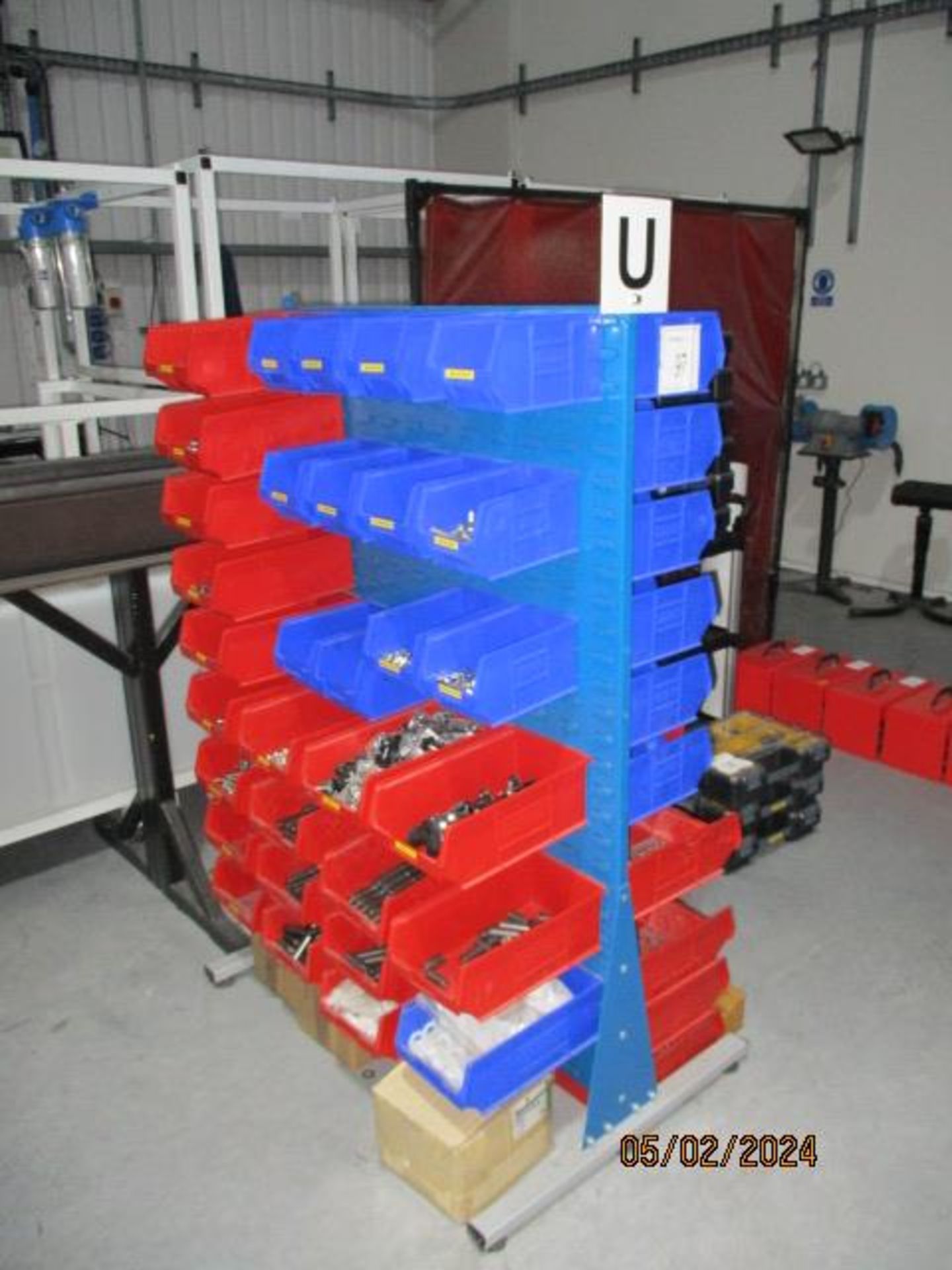 Quantity Lin Bins with Assorted Fixings & Abrasives Including Trolley - Image 2 of 3