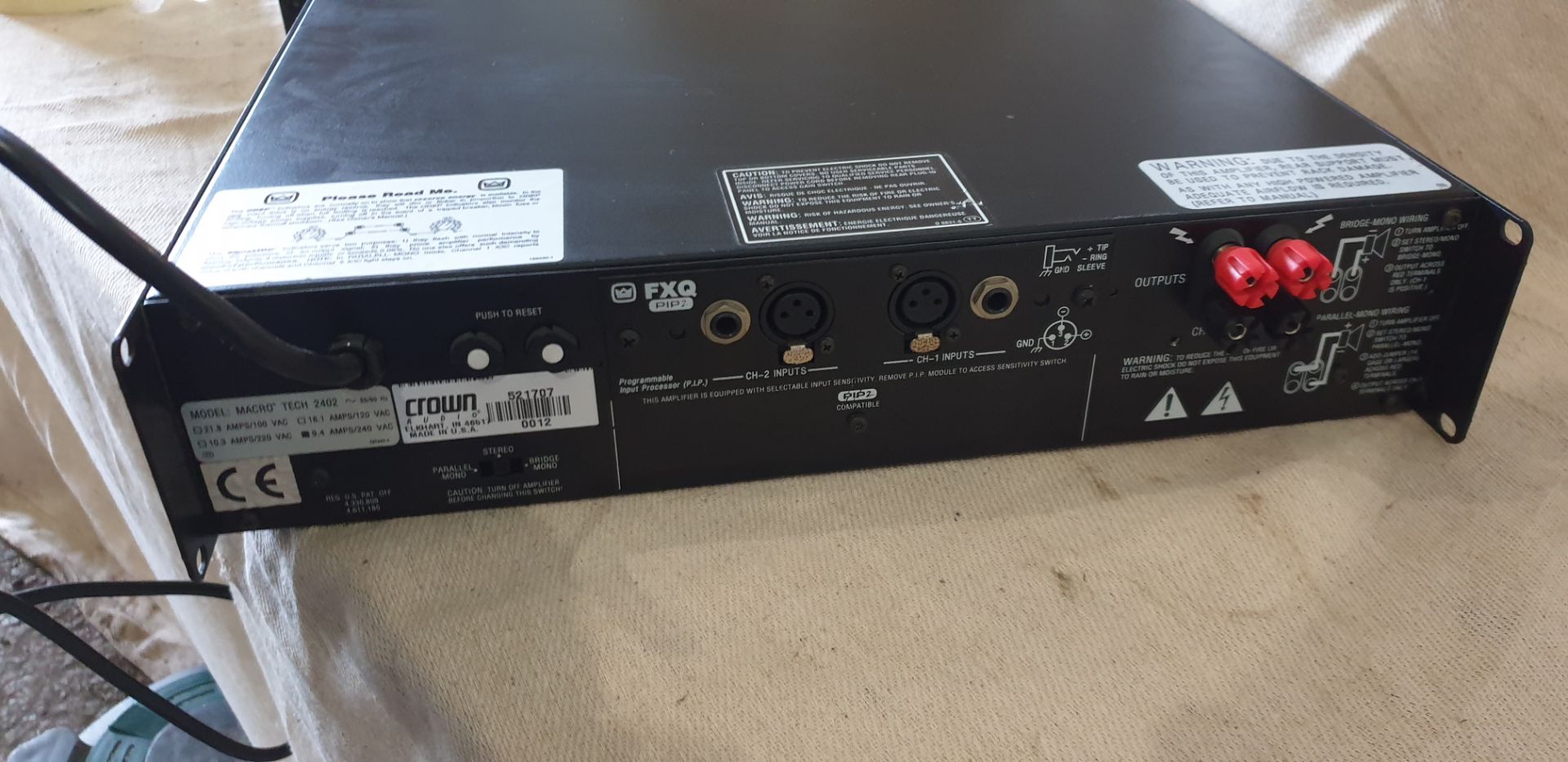 1 ; Crown Macro-Tech 2402 2-Channel Power Amplifier - Image 2 of 2