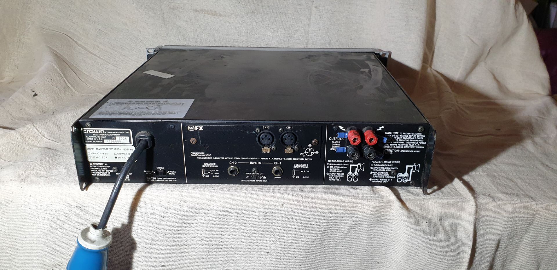 1 ; Crown Macro-Tech 1200 Stereo Power Amplifier - Image 2 of 2