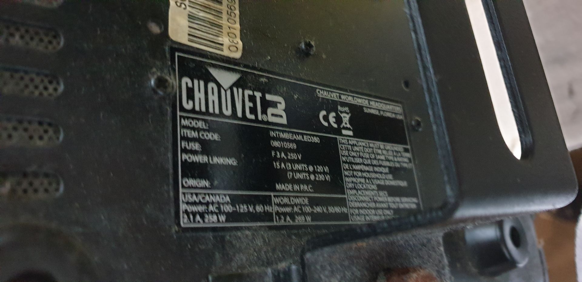 2 ; Chauvet DJ Intimidator 350 LED Beam Lighting. - Image 5 of 5