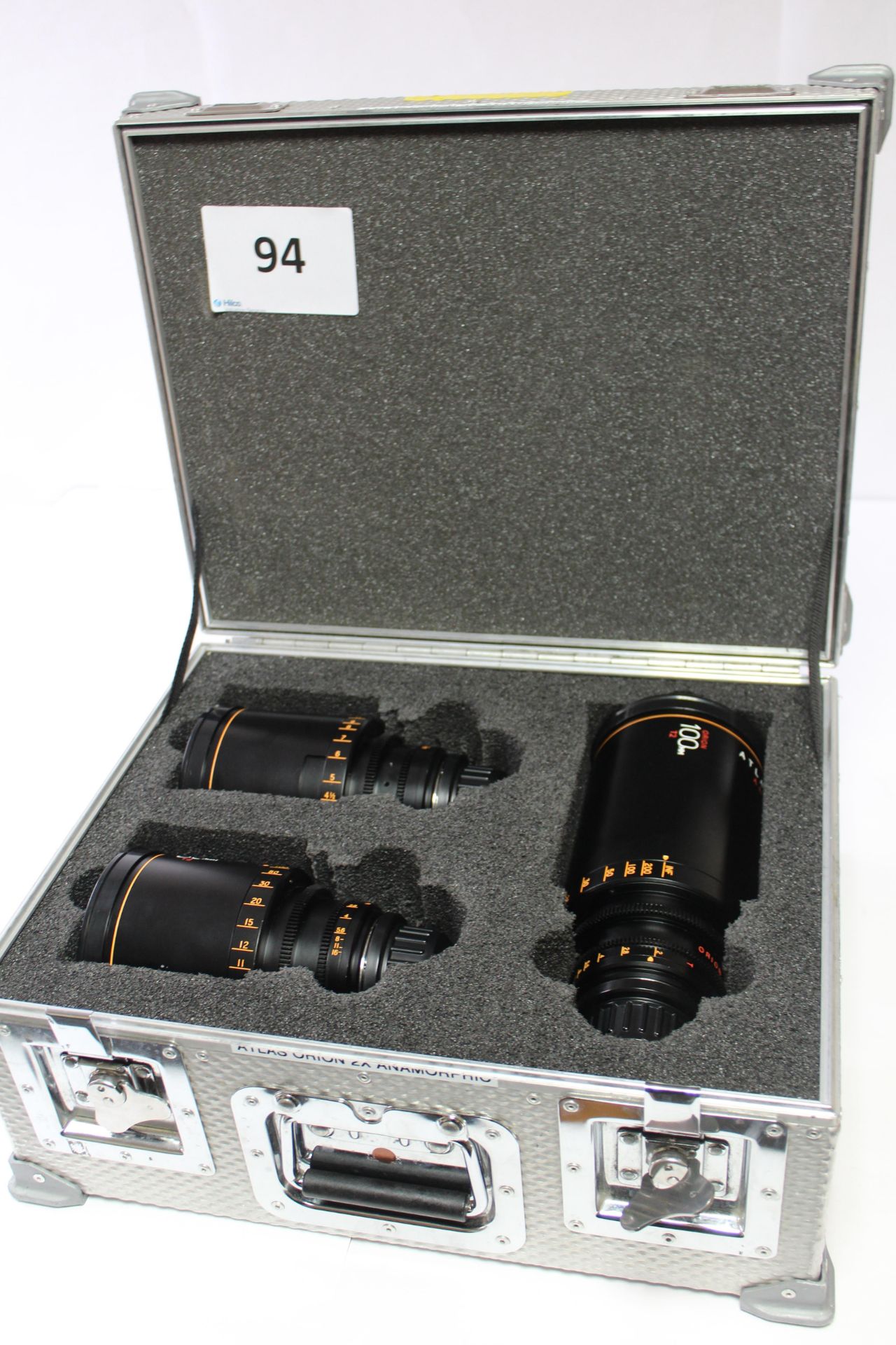 Set of 3 Atlas Orion Anamorphic Lenses Consisting of 65mm T2 100mm T2, 40mm T2 Anamorphic Lenses wit