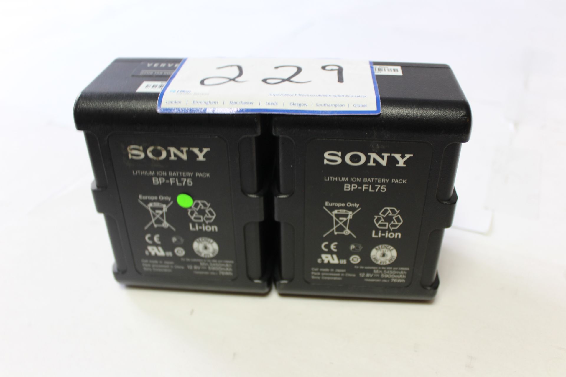 2 Sony BP-FL75 Lithium -Ion Battery Packs