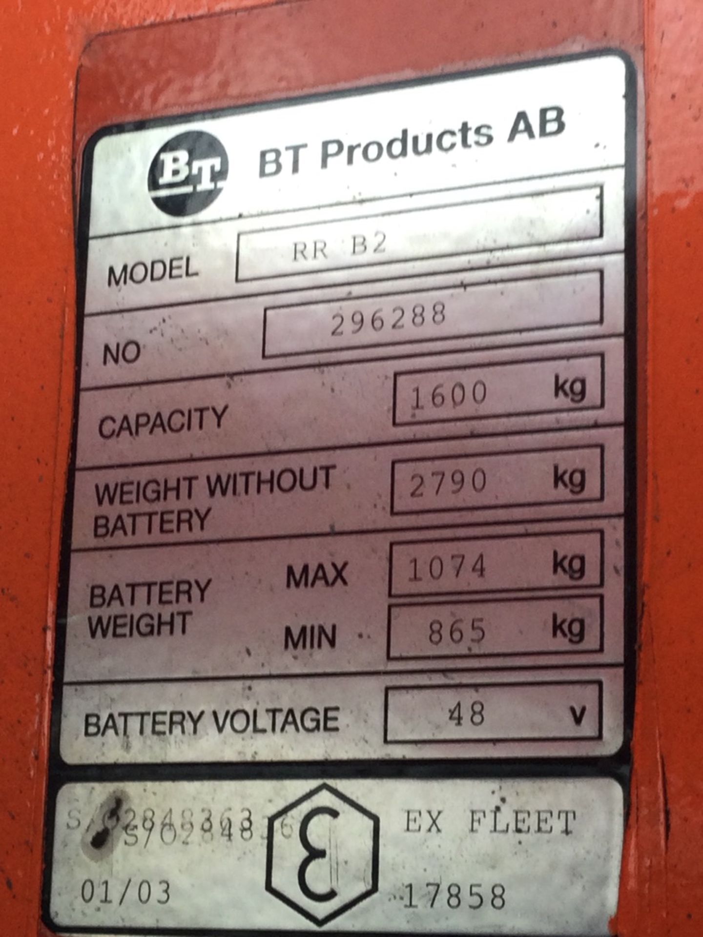 BT RR B2 Electric Order Picking Truck With Two-Stage Mast, Sideshift, Charger. Rated Capacity 1600kg - Image 3 of 3