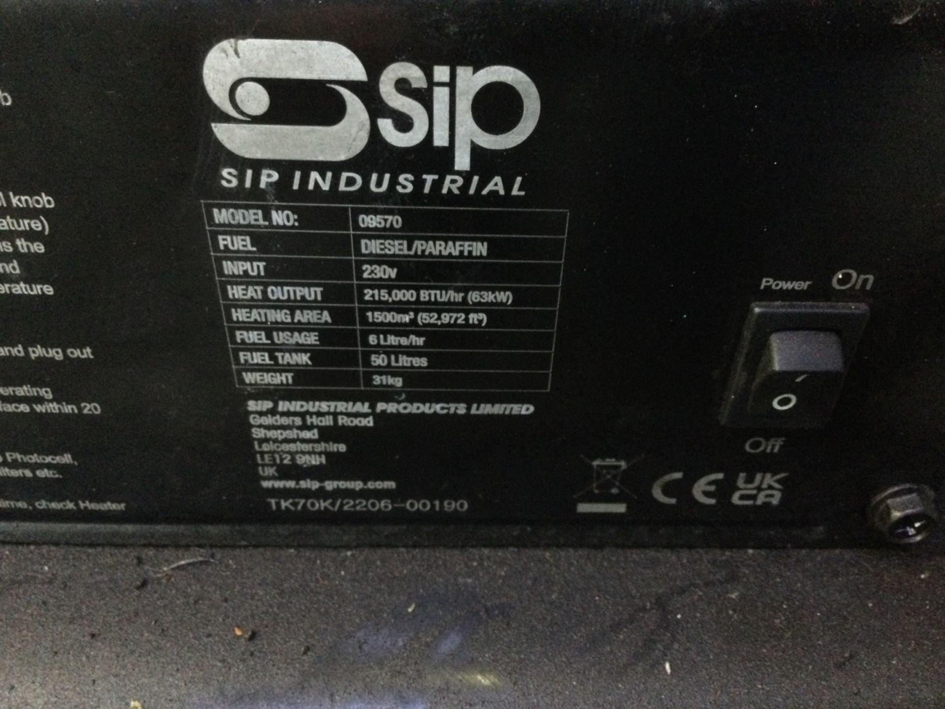 SIP 09570 Diesel Paraffin Fuelled Space Heater - Image 2 of 2
