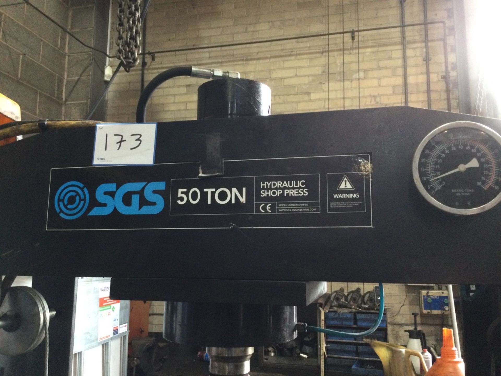 SGS 50-Tonne Rated Capacity Hydraulic Shop Press, 68-1048mm Bed Height - Image 2 of 2