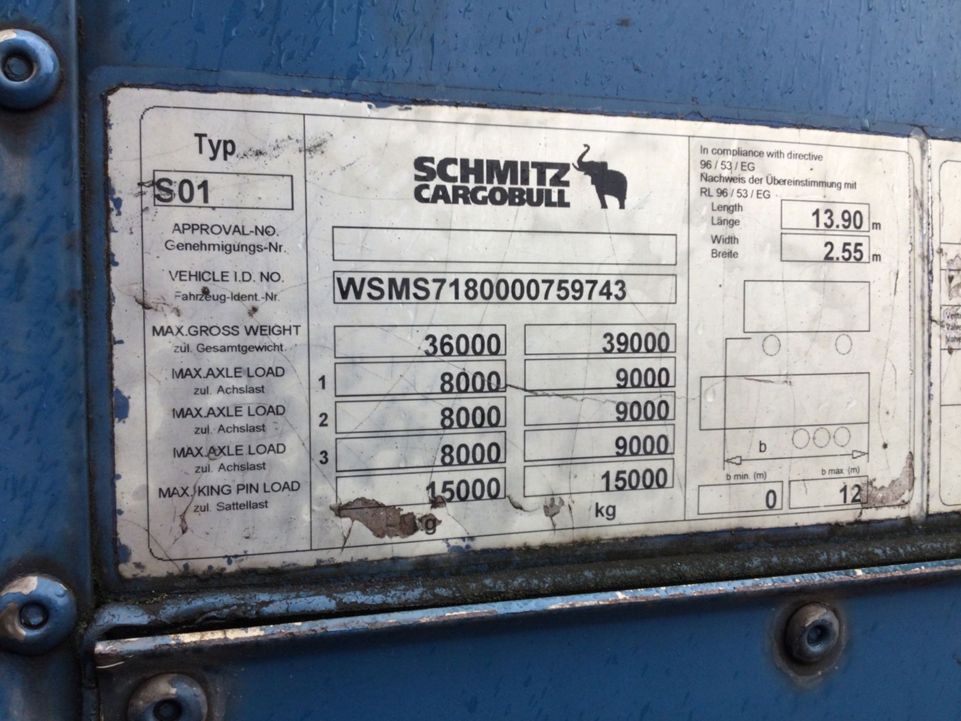 Schmitz Tri-Axle 13.9 Box Trailer Mot Until 31/01/2025, serial number C294851 , year 2010. Note - N - Image 4 of 4