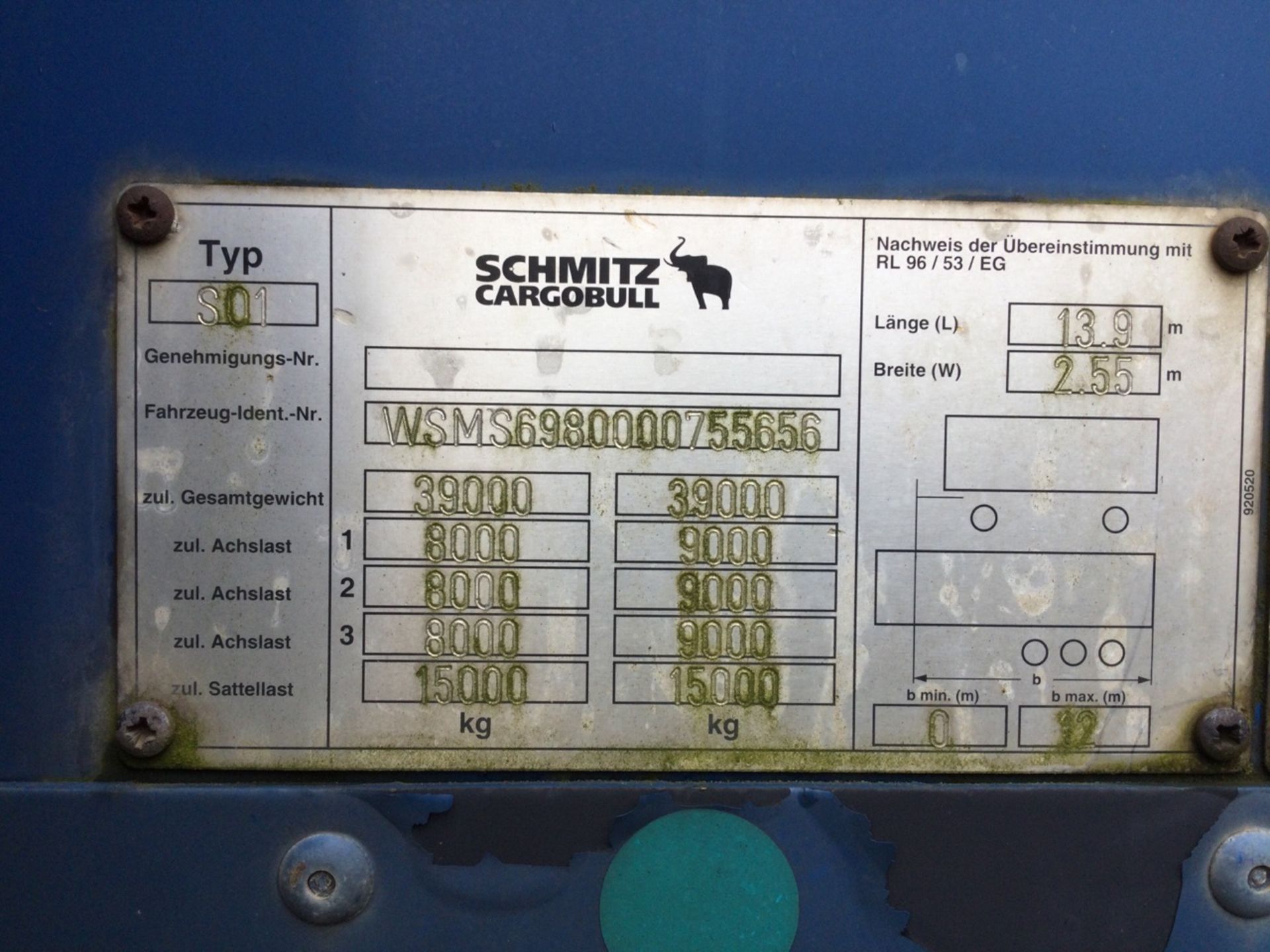 Schmitz Tri-Axle 13.9m Curtainside Trailer Test Expired , serial number C230222 , year 2007. Note - Bild 3 aus 3