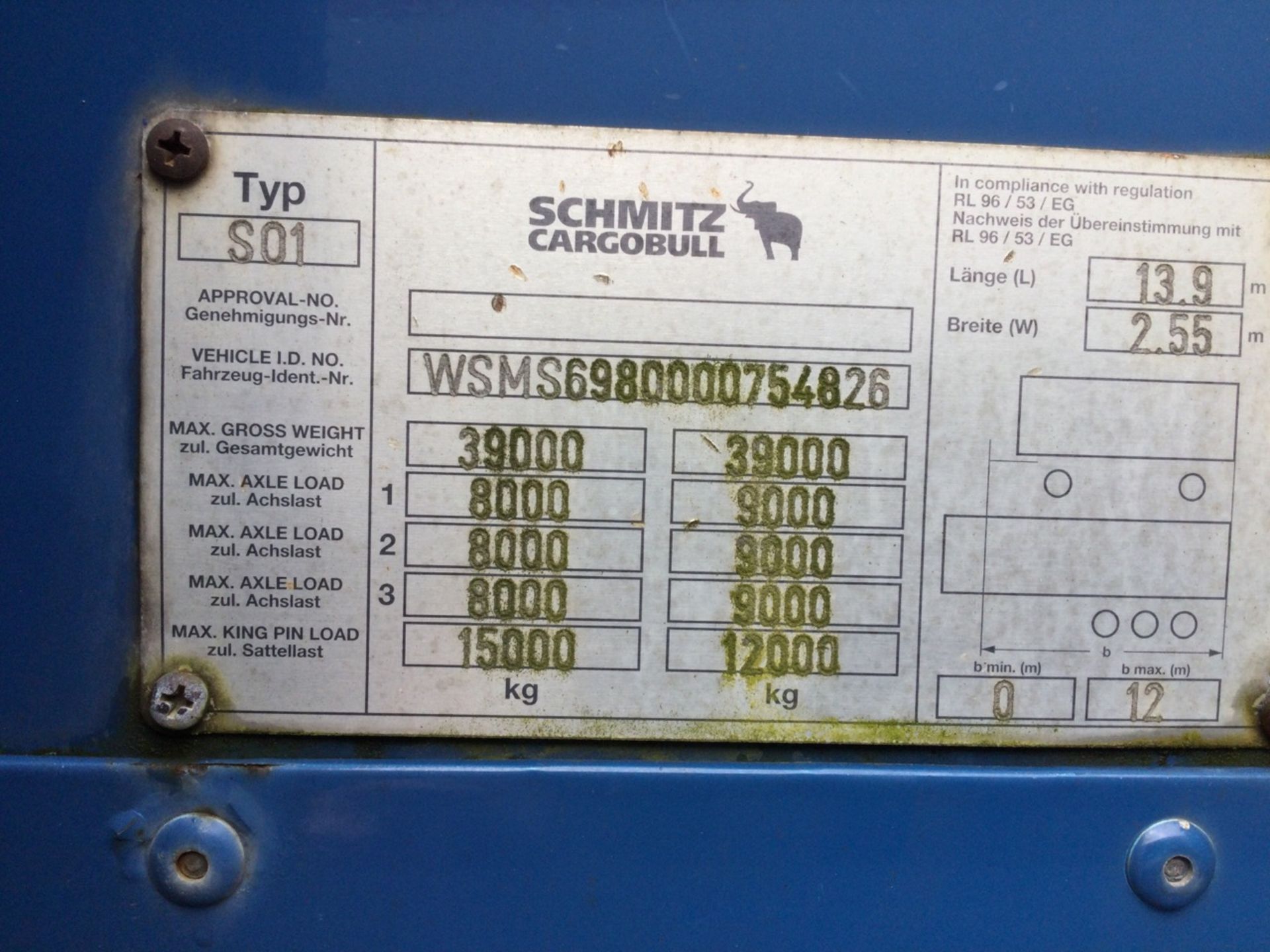 Schmitz Tri-Axle 13.9m Curtainside Trailer Mot Expired , serial number C217859 , year 2006. Note - Image 4 of 4