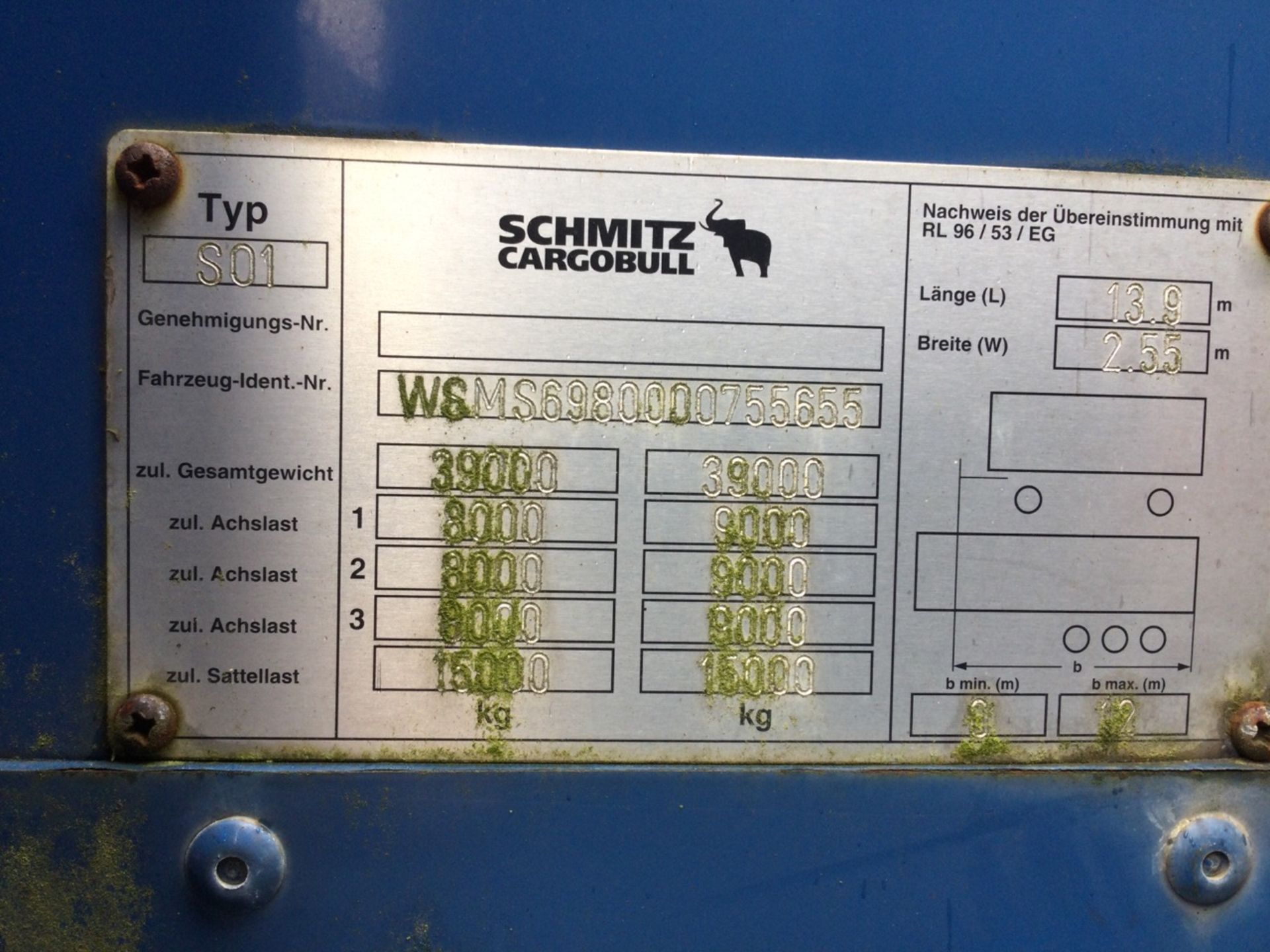 Schmitz SCS24L1362EB Tri-Axle 13.9m Curtainside Trailer Mot Expired , serial number C223989 , yea - Image 2 of 2