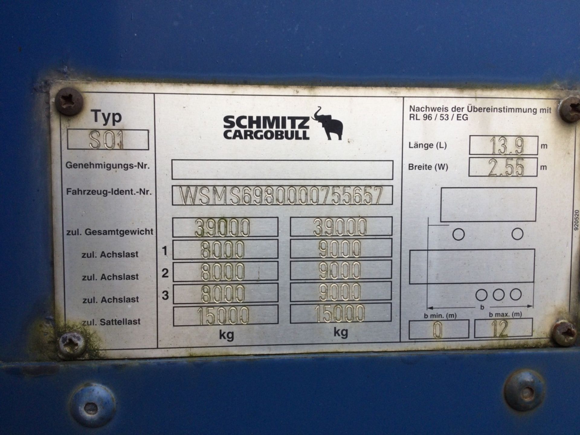 Schmitz Tri-Axle 13.9m Tri-Axle Curtainside Trailer Test Expired, serial number C230223 , year 200 - Bild 4 aus 4