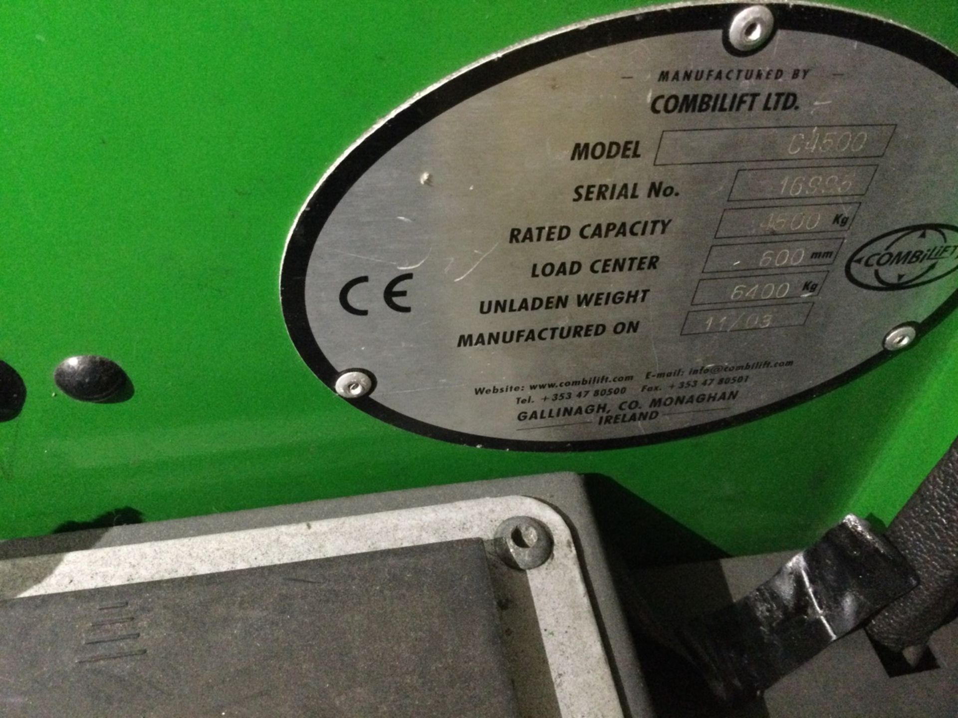 Combilift C4500 Sideloader, Rated Capacity 4500kg, serial number 16995 , year 2003 7639hrs - Image 3 of 4
