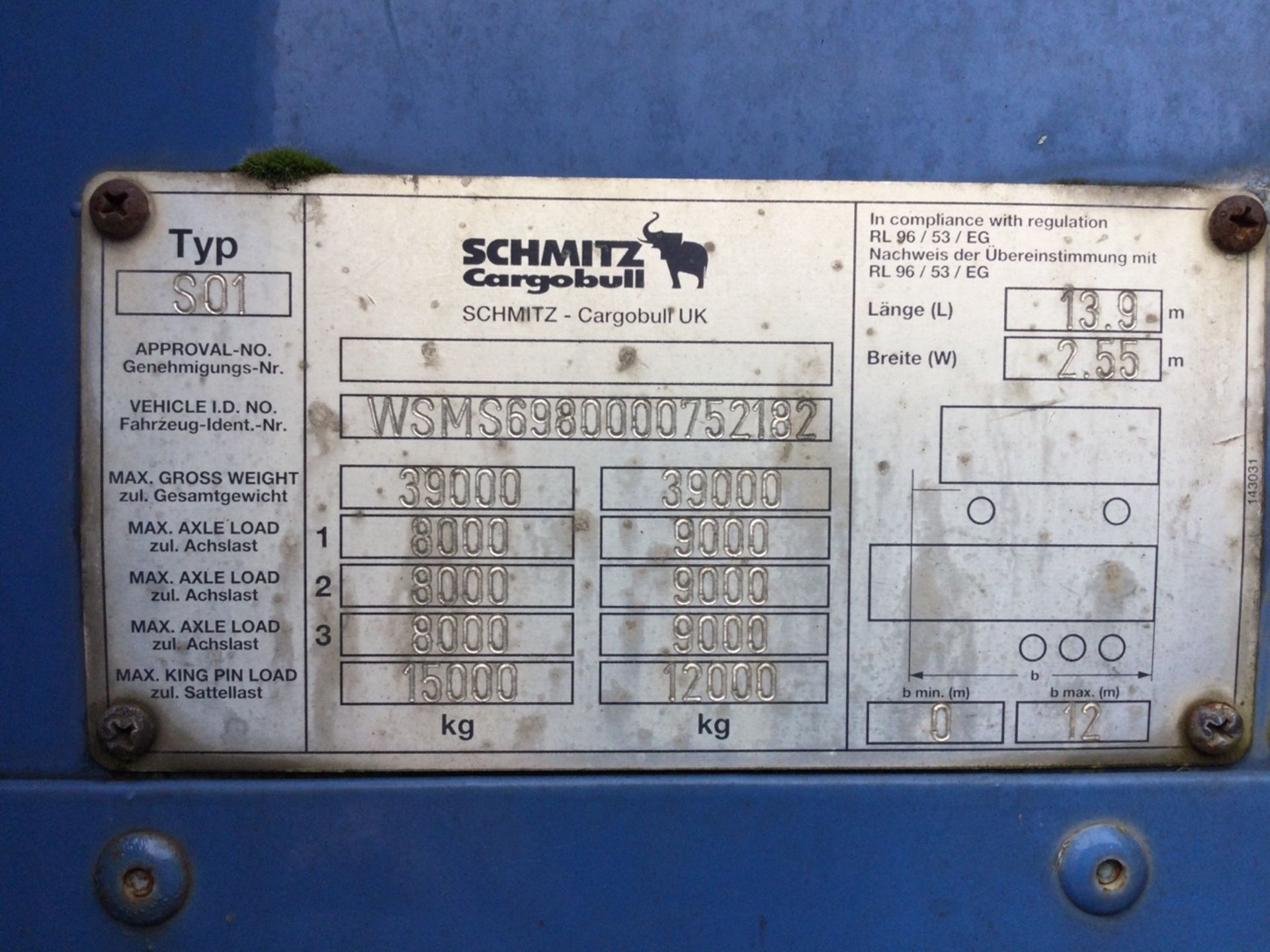 SCHMITZ Tri-Axle 13.9m Curtainside Trailer Mot Expired , serial number C167788 , year 2004. Note - Image 3 of 3