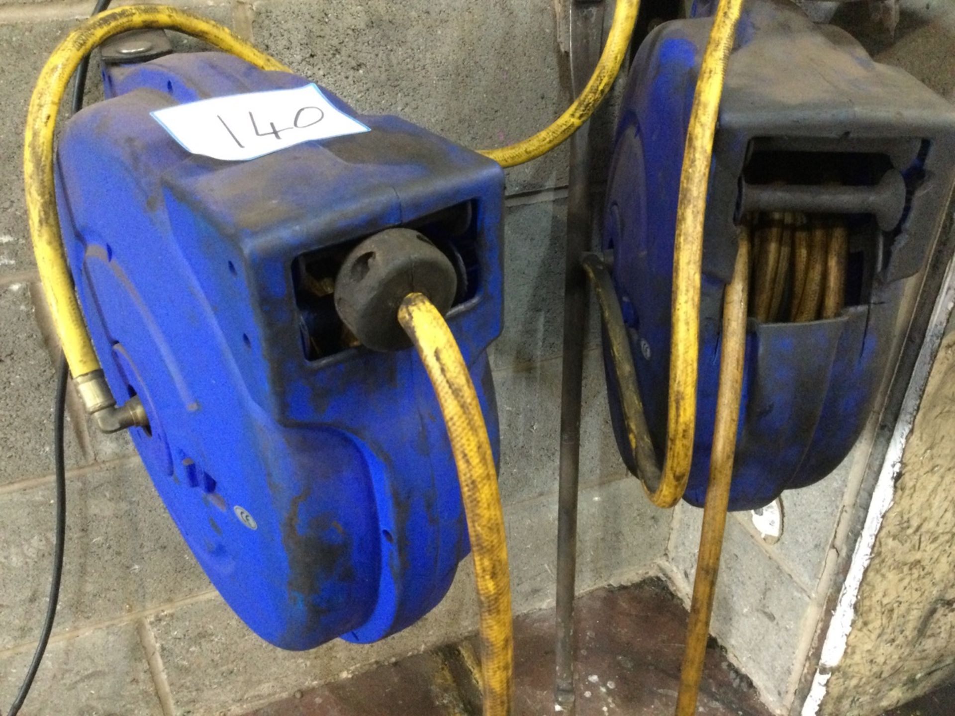 2: Unknown Wall Mounted Compressed Air Line Reels (Disconnect At Couplings)