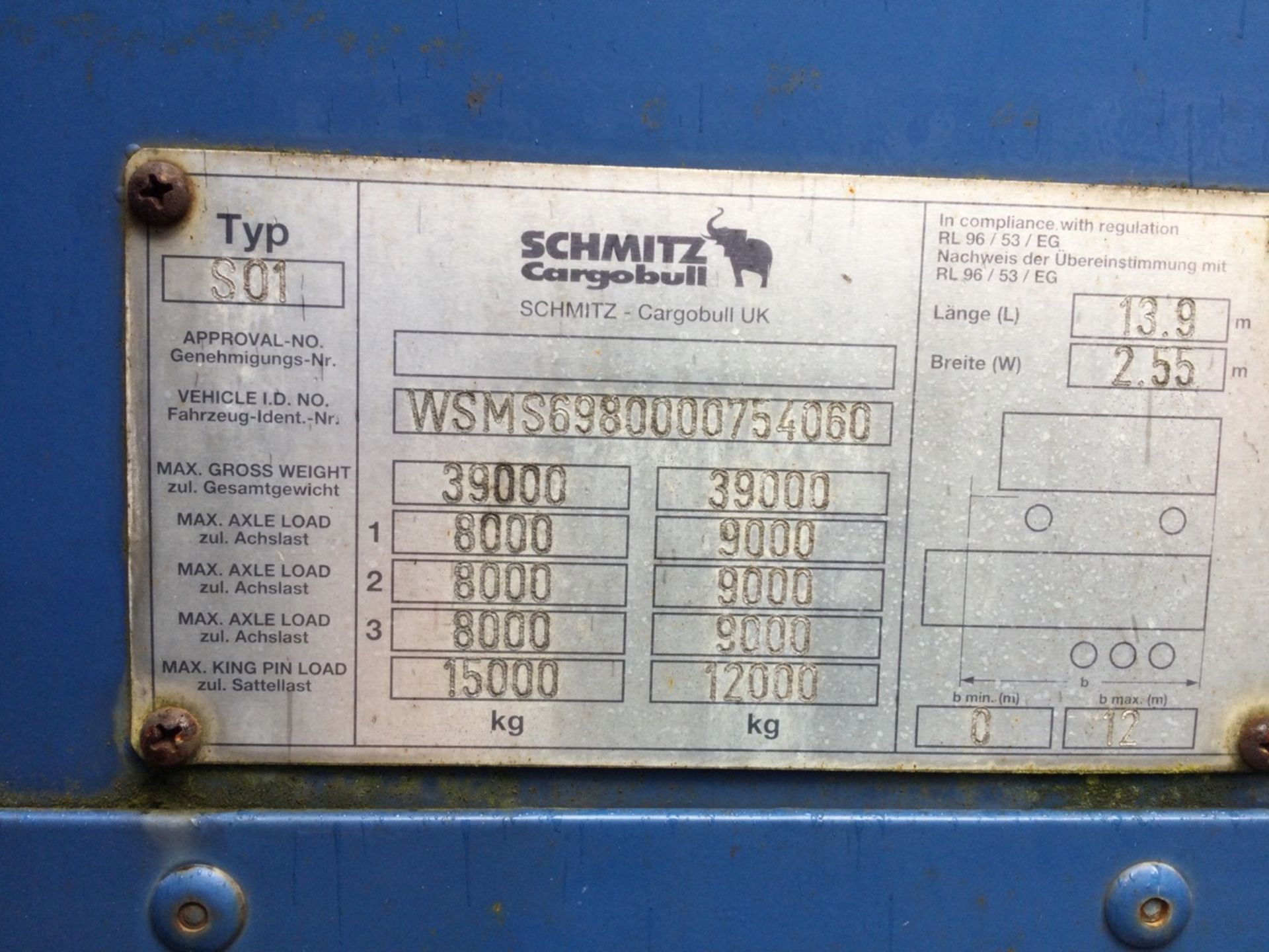 Schmitz Tri-Axle 13.9m Curtainside Trailer Mot Expired , serial number C184751 , year 2005. Not - Image 3 of 3