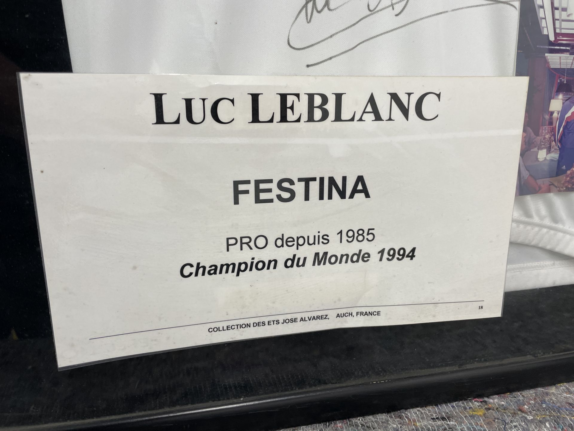 Luc Leblanc Framed & Signed Festina Watches UCI Rainbow Cycling Jersey. World Champion 1994 - Bild 3 aus 4