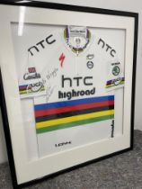 Mark Cavendish Framed & Signed HTC Highroad MOA Skoda Rainbow Cycling Jersey (Circa 2010)