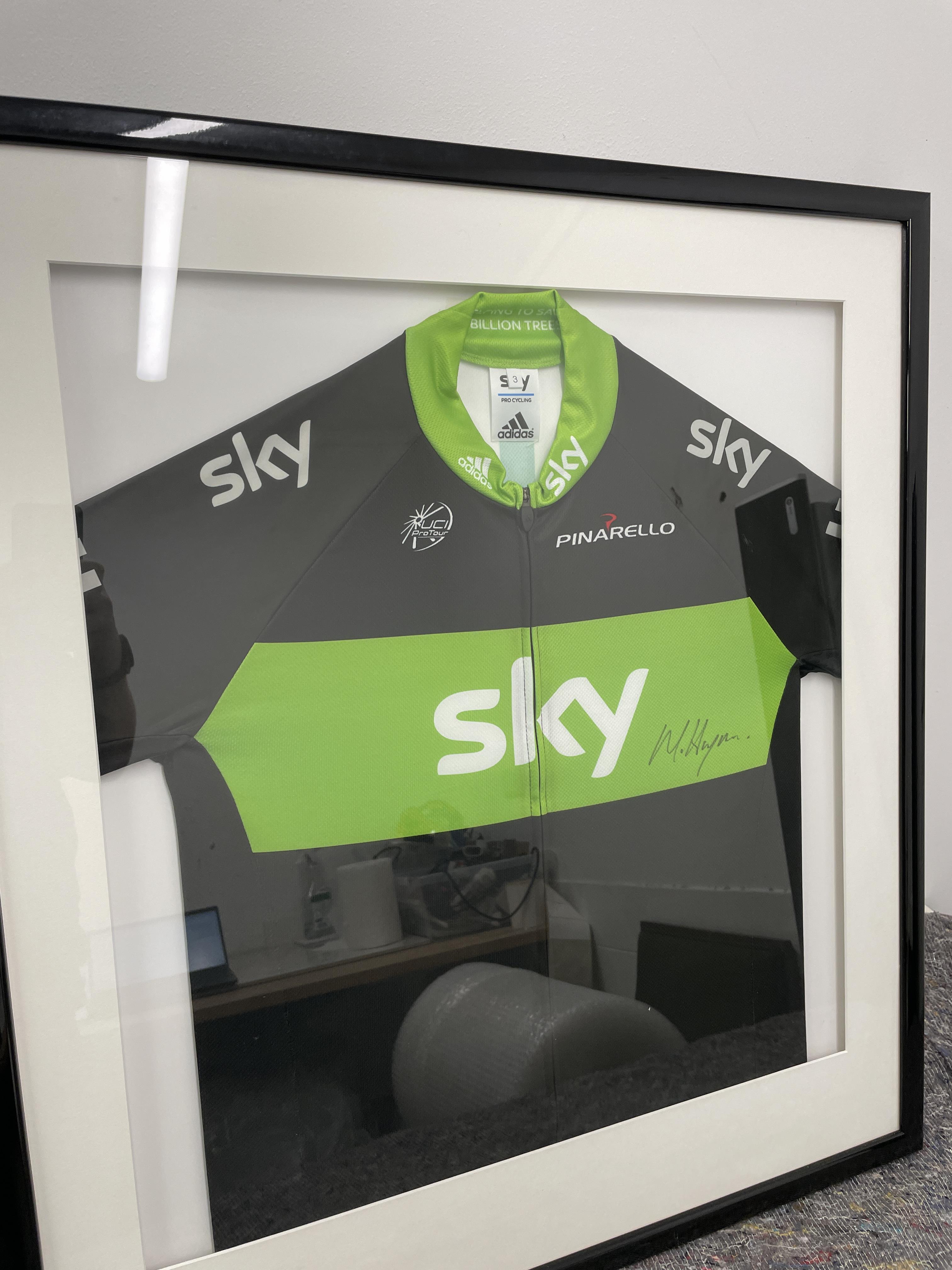 Matthew Hayman Framed & Signed Sky Adidas Pinarello Special Addition Rainforest Green Cycling Jersey