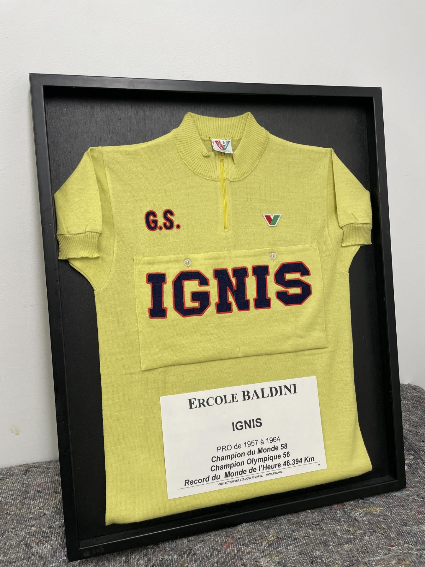 Ercole Baldini Framed Ignis / Vittore Gianni Wool Blend Vintage Cycling Jersery.