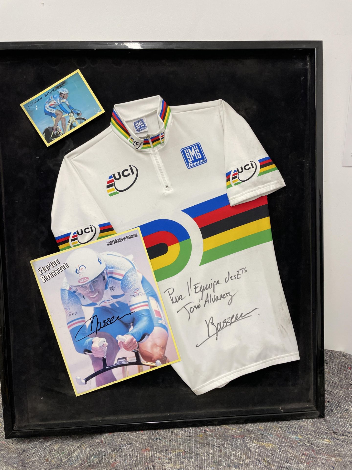 Florian Rousseau Framed & Signed UCI Track Cycling World Championship Jersey. Olympic Track Cycling