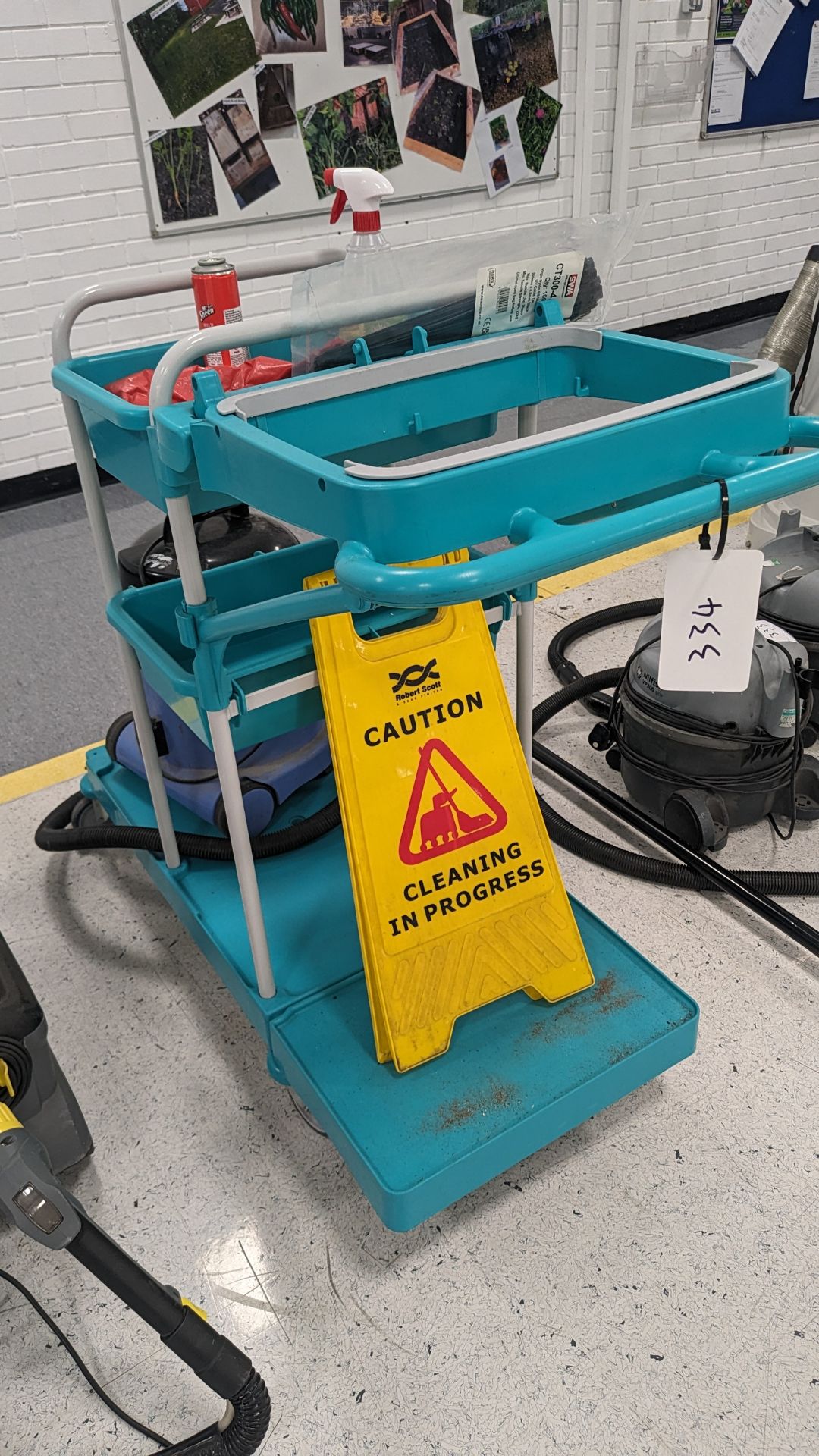 Cleaning trolley with Numatic CVC370-2 vacuum